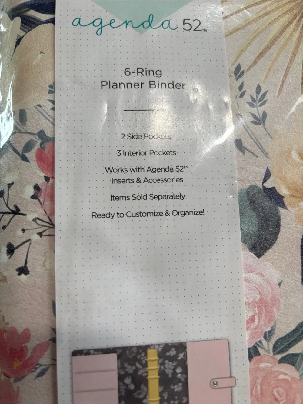 Agenda 52 Floral 6-Ring Planner Binder - Pink & Cream